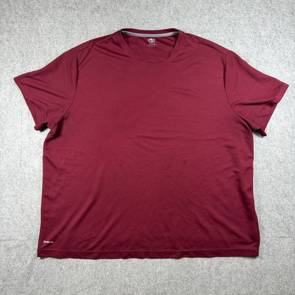 Athletic Works Mens DriWorks T Shirt 3XL Maroon Solid Polyester Performance